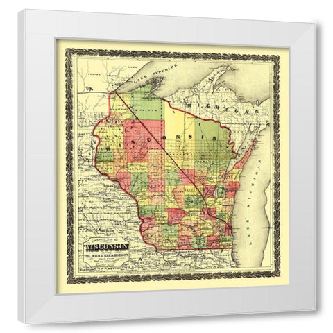 Wisconsin Townships - Hamilton 1857 White Modern Wood Framed Art Print by Hamilton