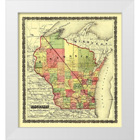 Wisconsin Townships - Hamilton 1857 White Modern Wood Framed Art Print by Hamilton