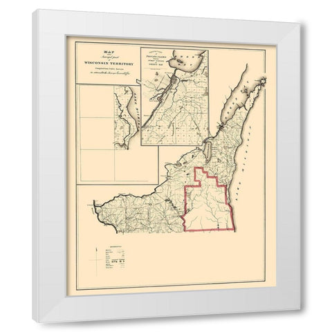Wisconsin Territory Surveys - Surveyor General White Modern Wood Framed Art Print by Surveyor General