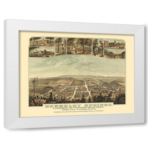 Berkeley Springs West Virginia - Hoen 1889 White Modern Wood Framed Art Print by Hoen