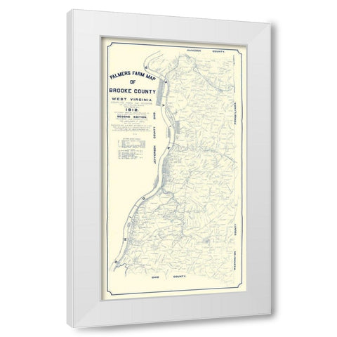 Brooke County West Virginia - Palmer 1912 White Modern Wood Framed Art Print by Palmer