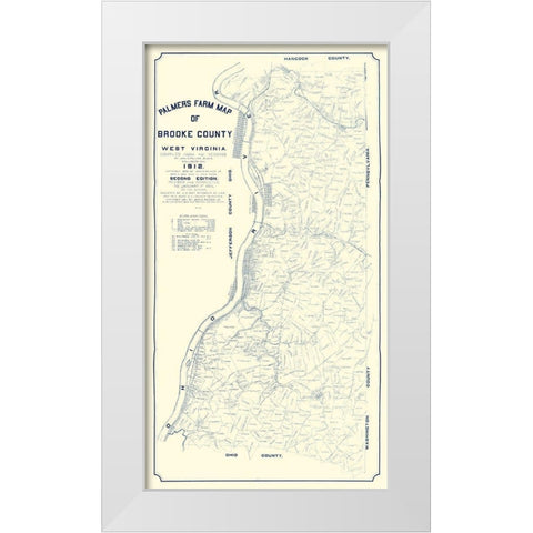 Brooke County West Virginia - Palmer 1912 White Modern Wood Framed Art Print by Palmer