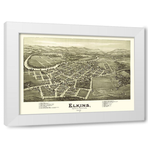 Elkins West Virginia - Fowler 1897 White Modern Wood Framed Art Print by Fowler