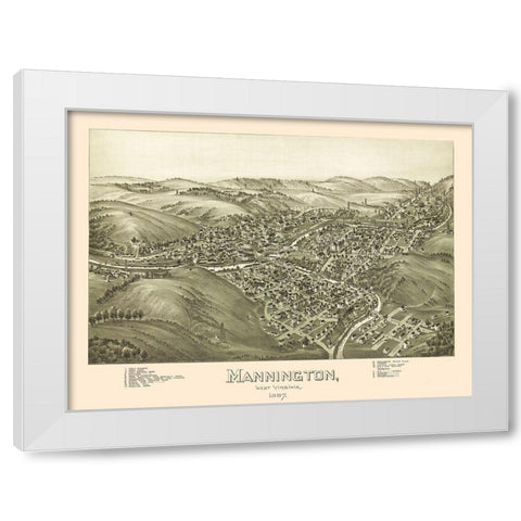 Mannington West Virginia - Fowler 1897 White Modern Wood Framed Art Print by Fowler