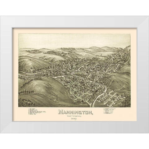Mannington West Virginia - Fowler 1897 White Modern Wood Framed Art Print by Fowler
