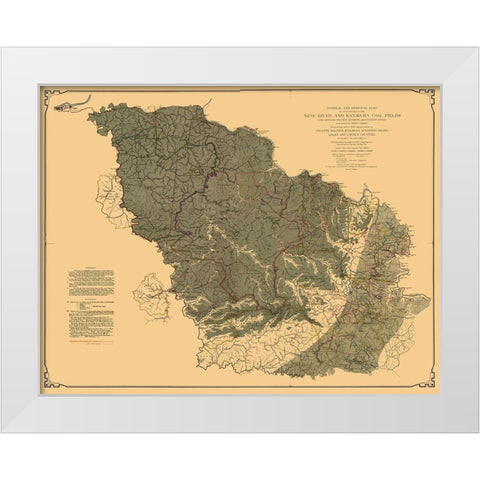 New River Kanawha Coal Fields West Virginia White Modern Wood Framed Art Print by Peacock