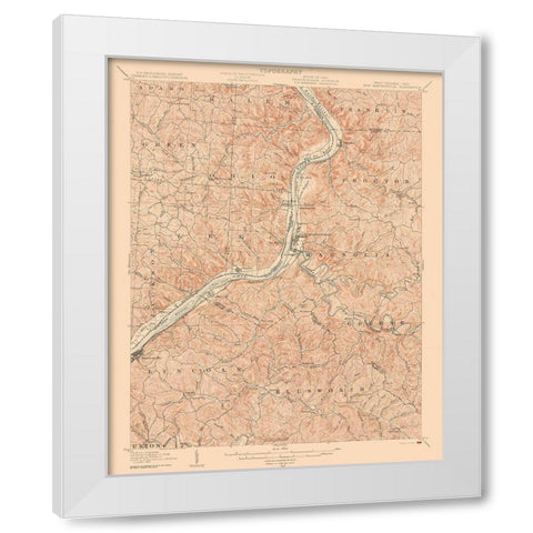 New Martinsville West Virginia Quad - USGS 1905 White Modern Wood Framed Art Print by USGS