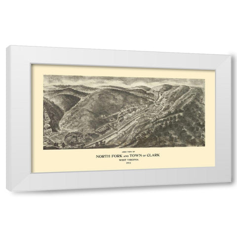 North Fork Clark West Virginia - Fowler 1911 White Modern Wood Framed Art Print by Fowler