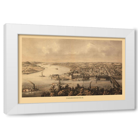 Parkersburg West Virginia - Hoen 1861 White Modern Wood Framed Art Print by Hoen