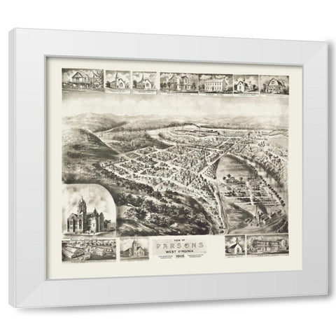Parsons West Virginia - Fowler 1905 White Modern Wood Framed Art Print by Fowler