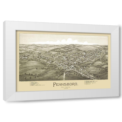 Pennsboro West Virginia - Fowler 1899 White Modern Wood Framed Art Print by Fowler