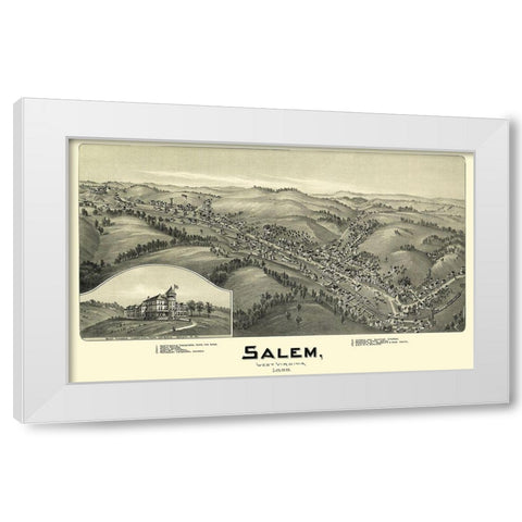 Salem West Virginia - Fowler 1899 White Modern Wood Framed Art Print by Fowler