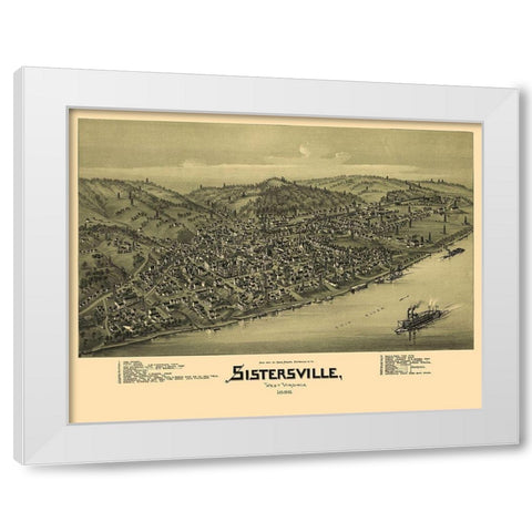 Sistersville West Virginia - Fowler 1896 White Modern Wood Framed Art Print by Fowler