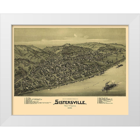 Sistersville West Virginia - Fowler 1896 White Modern Wood Framed Art Print by Fowler