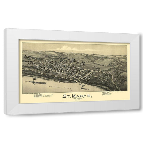 St Marys West Virginia - Fowler 1899 White Modern Wood Framed Art Print by Fowler