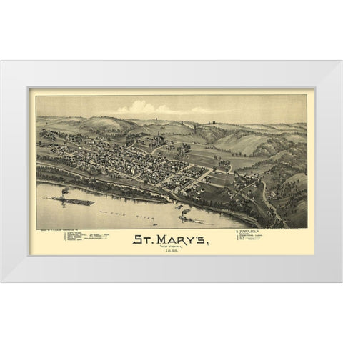 St Marys West Virginia - Fowler 1899 White Modern Wood Framed Art Print by Fowler
