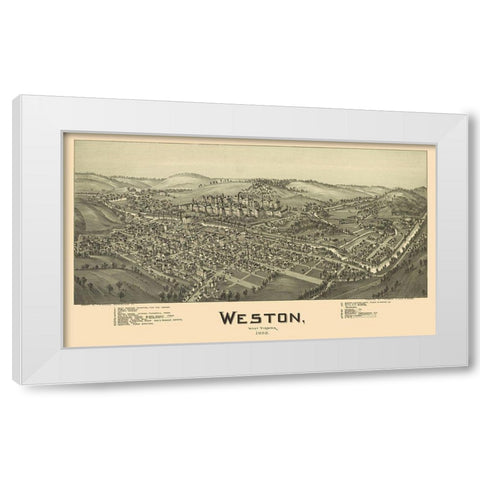 Weston West Virginia - Fowler 1900 White Modern Wood Framed Art Print by Fowler