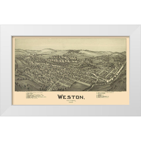 Weston West Virginia - Fowler 1900 White Modern Wood Framed Art Print by Fowler