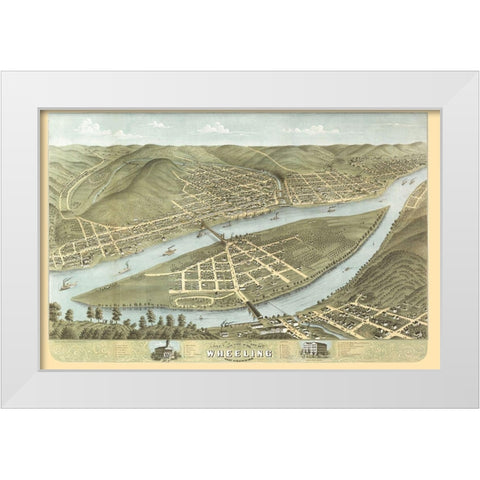Wheeling West Virginia - Ruger 1870 White Modern Wood Framed Art Print by Ruger