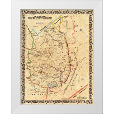 West Virginia - Richardson 1864 White Modern Wood Framed Art Print by Richardson