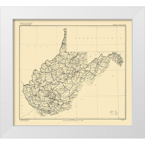 West Virginia - Marshall 1916 White Modern Wood Framed Art Print by Marshall
