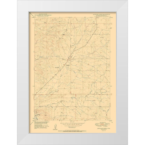 Antelope Creek Wyoming Quad - USGS 1950 White Modern Wood Framed Art Print by USGS