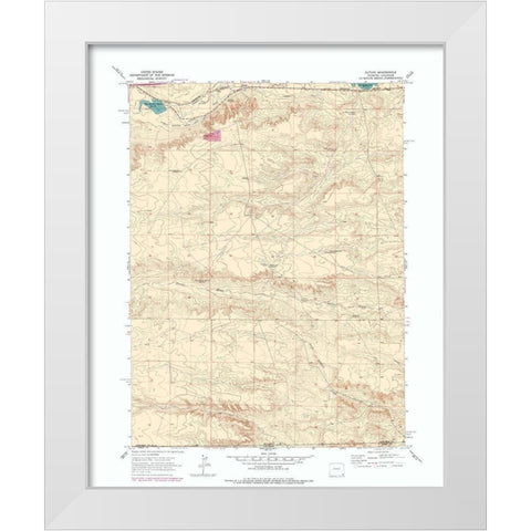 Altvan Wyoming Quad - USGS 1963 White Modern Wood Framed Art Print by USGS