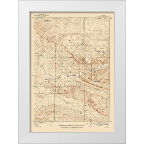 Blue Mesa Wyoming Quad - USGS 1916 White Modern Wood Framed Art Print by USGS
