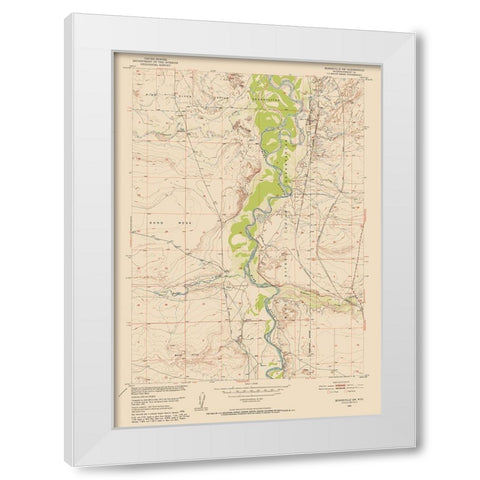 Bonneville Wyoming Quad - USGS 1950 White Modern Wood Framed Art Print by USGS