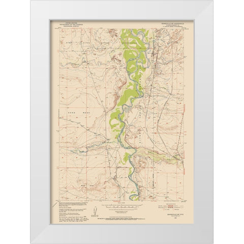 Bonneville Wyoming Quad - USGS 1950 White Modern Wood Framed Art Print by USGS