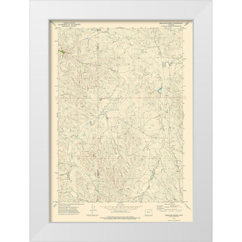 Brislawn School Wyoming Quad - USGS 1972 White Modern Wood Framed Art Print by USGS