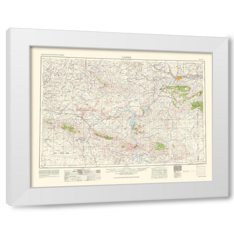 Casper Wyoming Quad - USGS 1962 White Modern Wood Framed Art Print by USGS