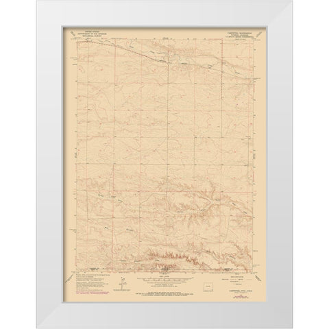 Campstool Wyoming Quad - USGS 1963 White Modern Wood Framed Art Print by USGS