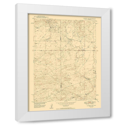 Campbell Hill Wyoming Quad - USGS 1950 White Modern Wood Framed Art Print by USGS