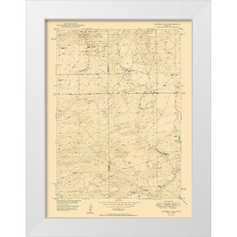 Campbell Hill Wyoming Quad - USGS 1950 White Modern Wood Framed Art Print by USGS