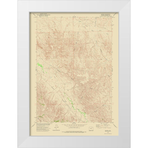 Croton Wyoming Quad - USGS 1972 White Modern Wood Framed Art Print by USGS