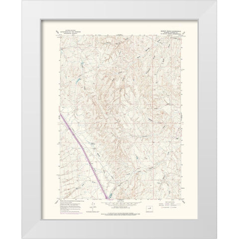 Dugout Ranch Wyoming Quad - USGS 1973 White Modern Wood Framed Art Print by USGS