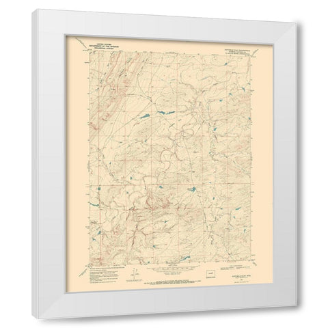 Fiftymile Flat Wyoming Quad - USGS 1968 White Modern Wood Framed Art Print by USGS