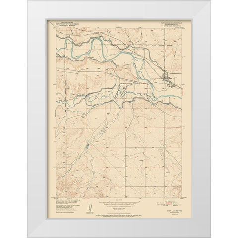 Fort Laramie Wyoming Quad - USGS 1952 White Modern Wood Framed Art Print by USGS