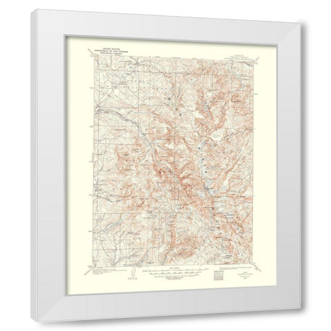 Fremont Peak Wyoming Quad - USGS 1958 White Modern Wood Framed Art Print by USGS