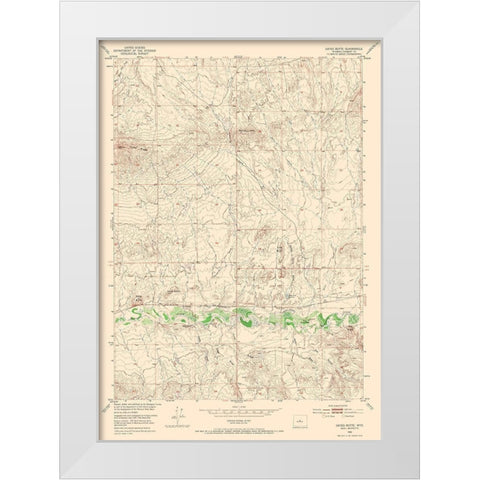 Gates Butte Wyoming Quad - USGS 1952 White Modern Wood Framed Art Print by USGS