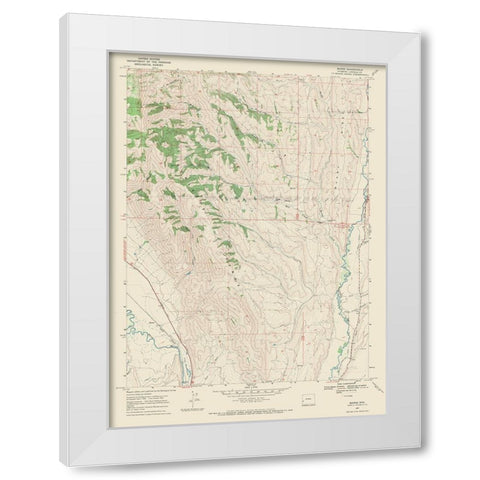 Marse Wyoming Quad - USGS 1967 White Modern Wood Framed Art Print by USGS