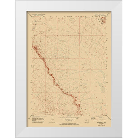 South East Red Desert Wyoming Quad - USGS 1970 White Modern Wood Framed Art Print by USGS
