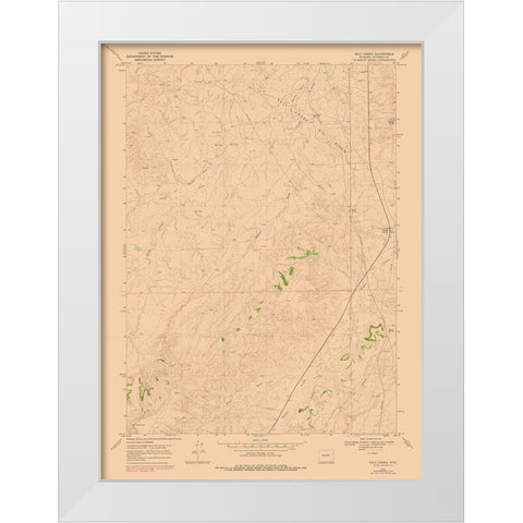 Salt Creek Wyoming Quad - USGS 1968 White Modern Wood Framed Art Print by USGS