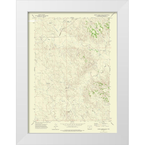 Saddle Horse Butte Wyoming Quad - USGS 1971 White Modern Wood Framed Art Print by USGS