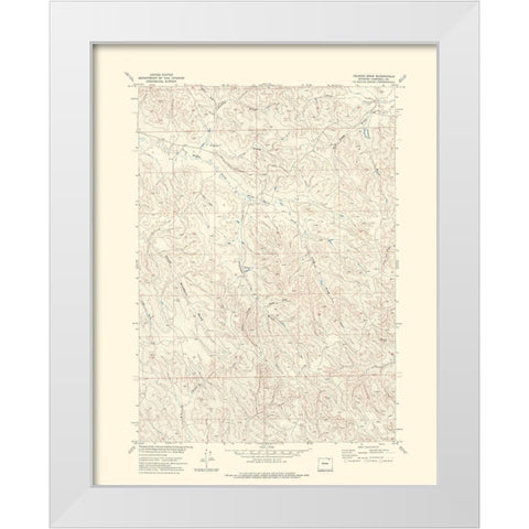 Truman Draw Wyoming Quad - USGS 1971 White Modern Wood Framed Art Print by USGS