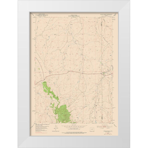 Taylor Ranch Wyoming Quad - USGS 1954 White Modern Wood Framed Art Print by USGS