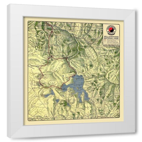 Yellowstone National Park - Northern Pacific 1910 White Modern Wood Framed Art Print by Northern Pacific