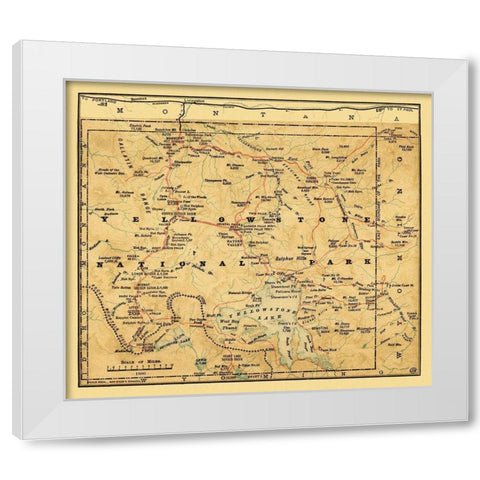 Yellowstone National Park, Wyoming - Poole 1880 White Modern Wood Framed Art Print by Poole