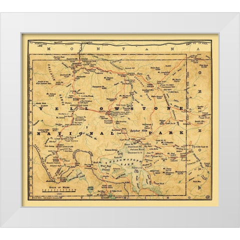 Yellowstone National Park, Wyoming - Poole 1880 White Modern Wood Framed Art Print by Poole